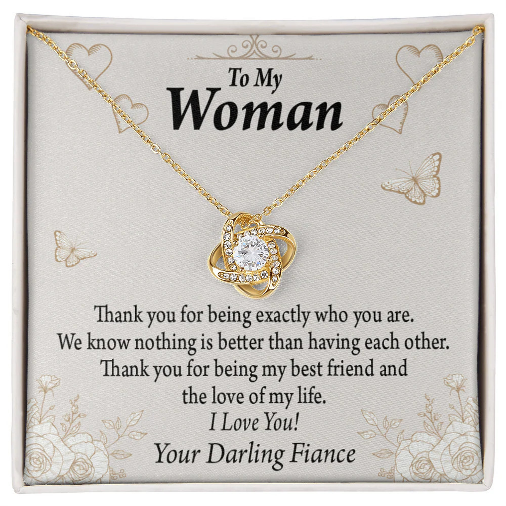 Fiancee Best Friend and Love Infinity Knot CZ Necklace Gold Tone Standard Box